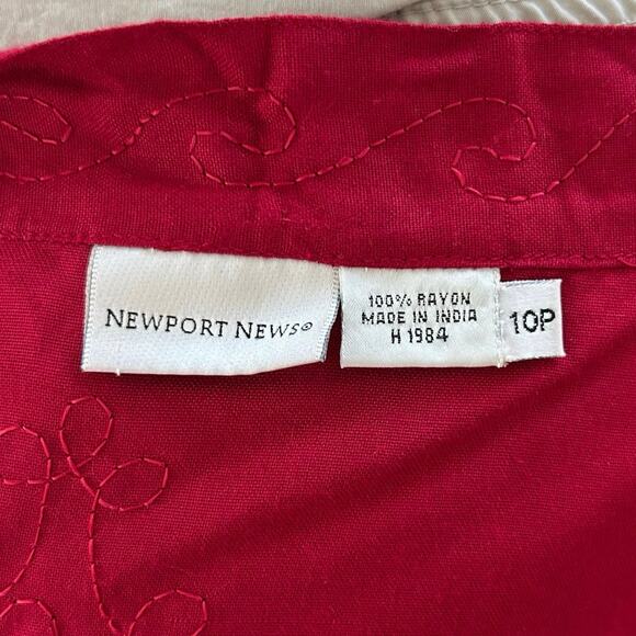 Newport News Women Fairy Vintage Skirt Midi Boho Red Velvet Holiday Size 10P - Picture 7 of 9